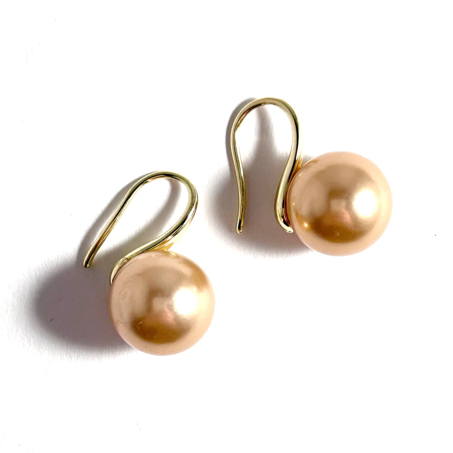 Simple Golden/Champagne Pearl Gold Ear Hooks