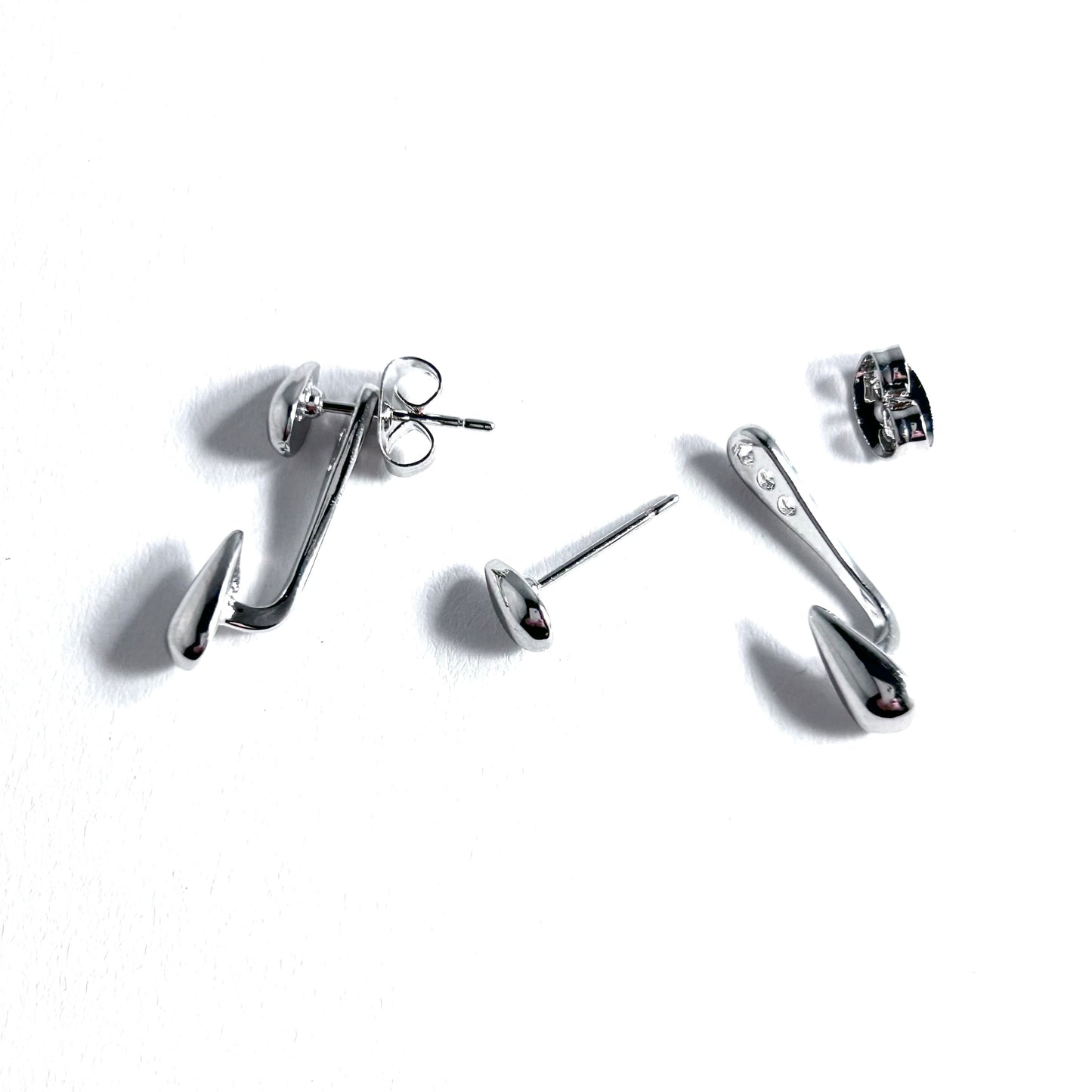 Droplet Earrings with Ear Jacket in Silver