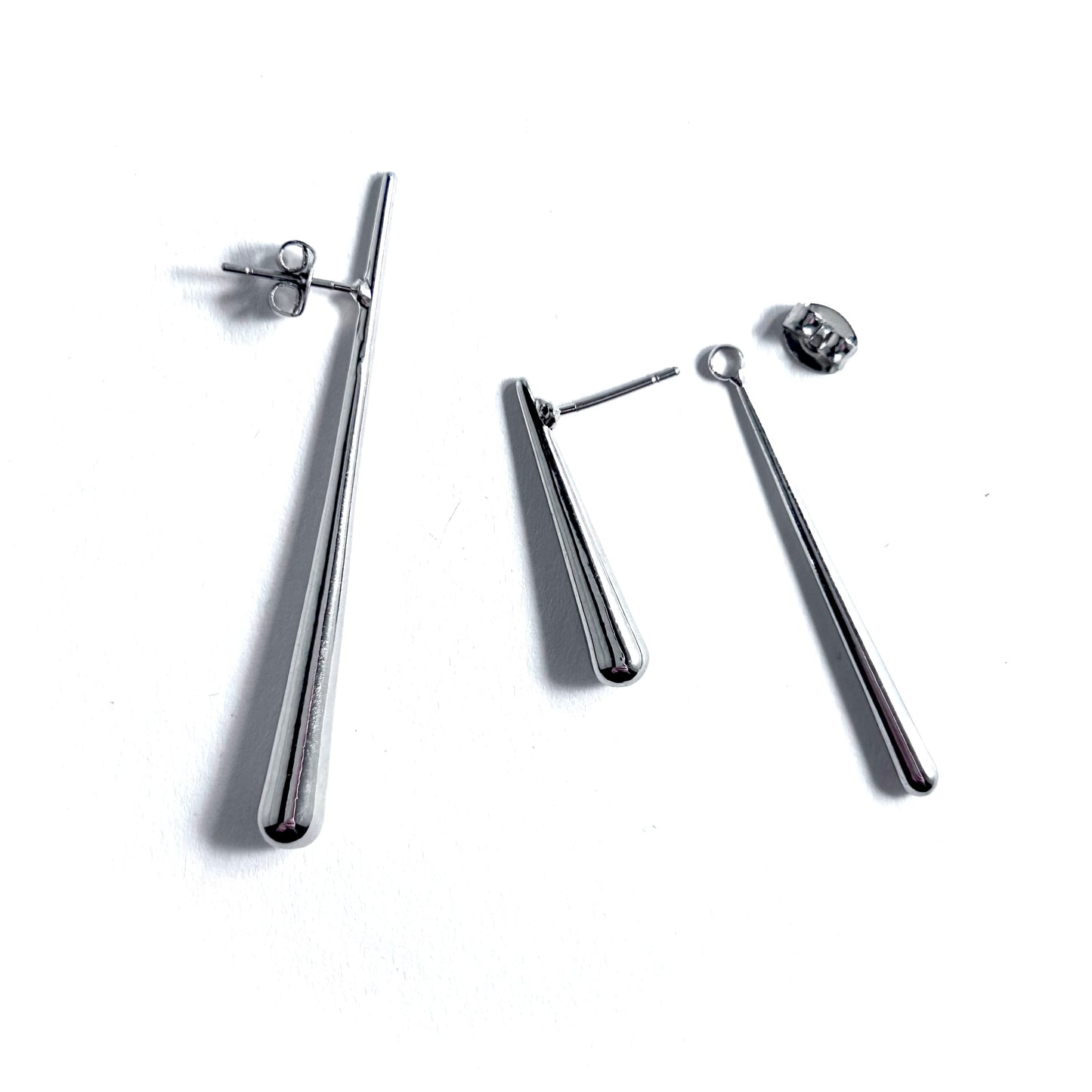 Asymmetrical Teardrop Earrings in Silver