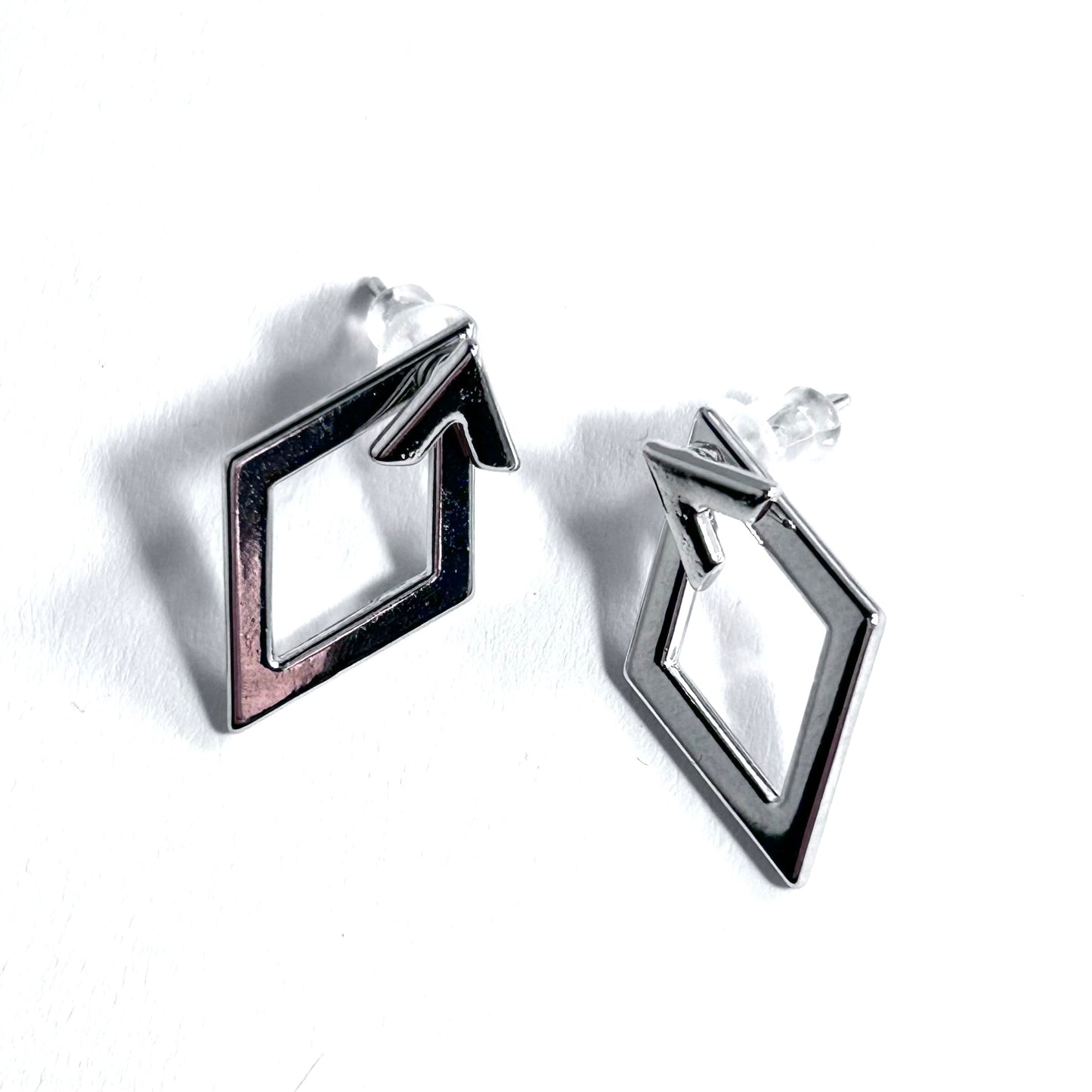 Triangle Ear Jacket Earrings in Silver