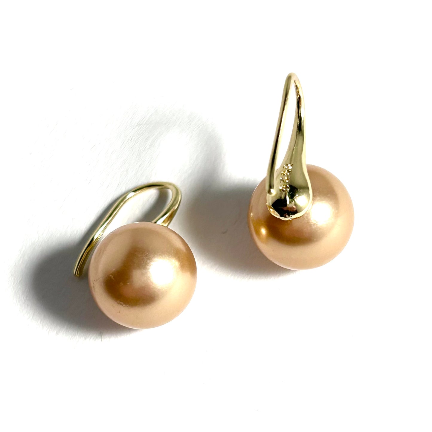 Simple Golden/Champagne Pearl Gold Ear Hooks