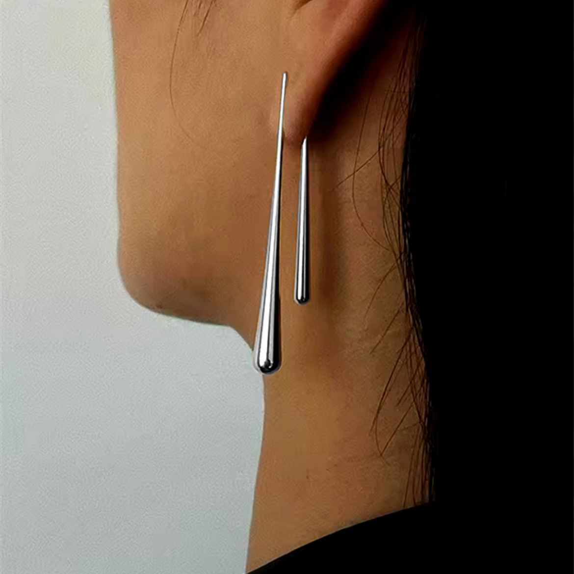 Asymmetrical Teardrop Earrings in Silver