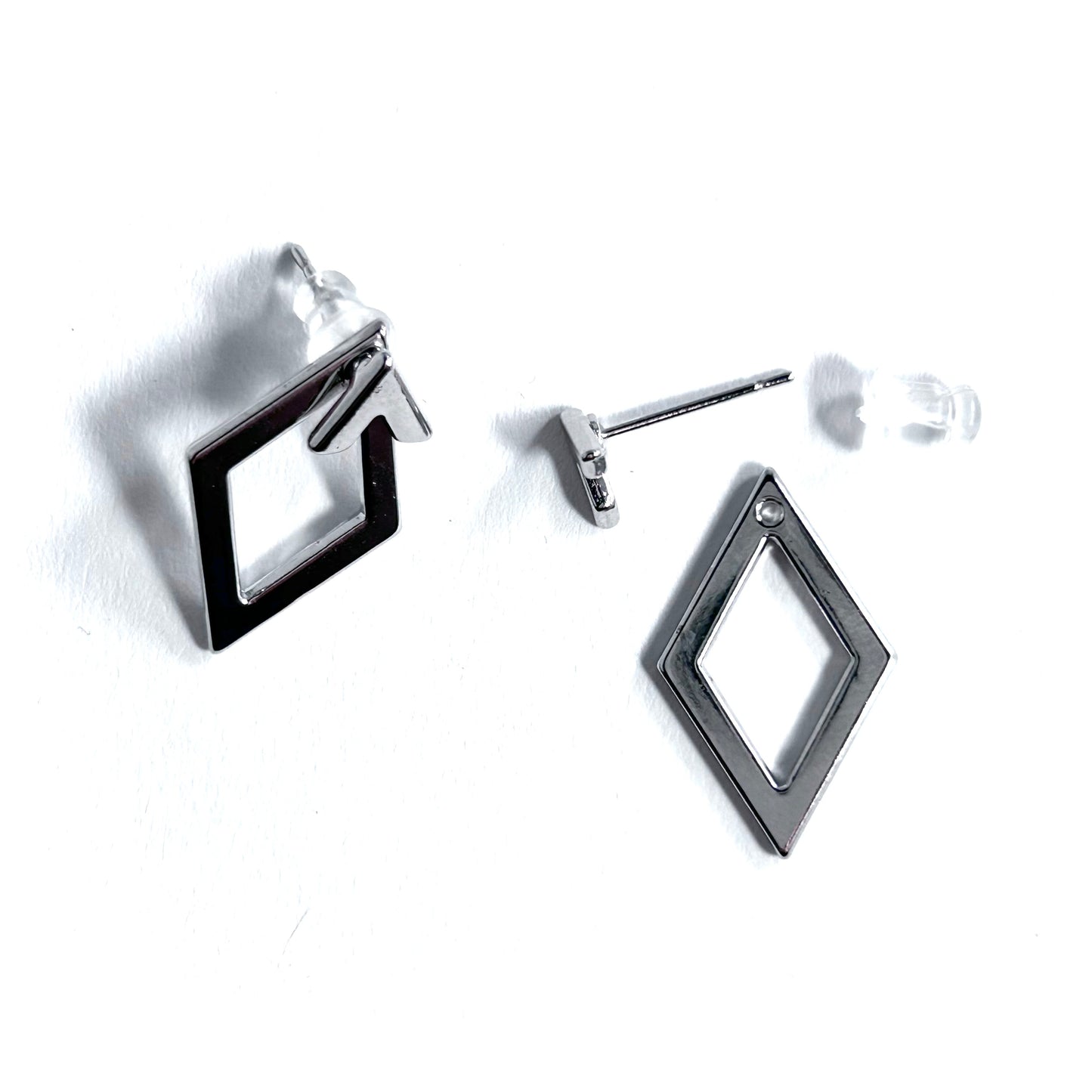 Triangle Ear Jacket Earrings in Silver