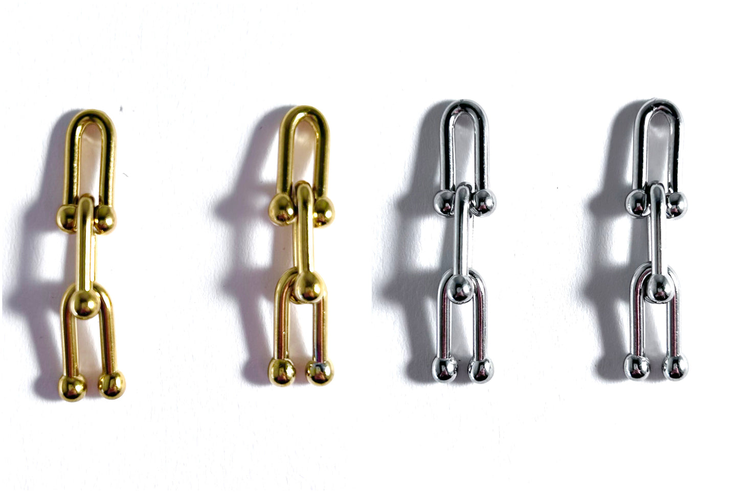 Three U-Link Chain Earrings in Gold