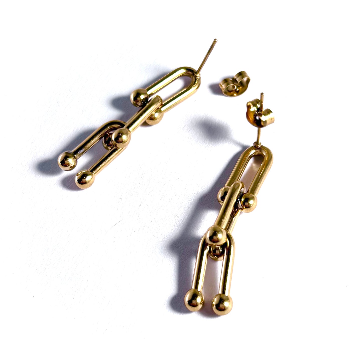 Three U-Link Chain Earrings in Gold
