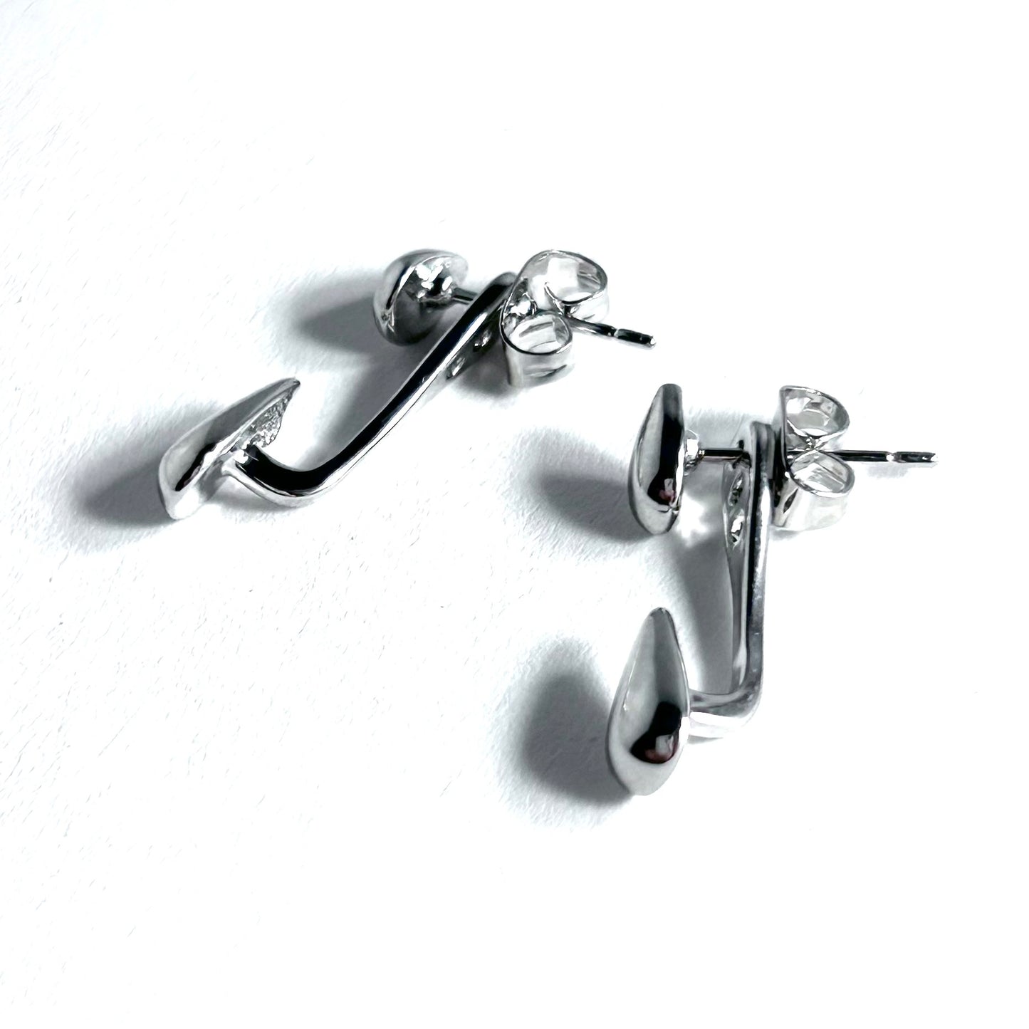 Droplet Earrings with Ear Jacket in Silver