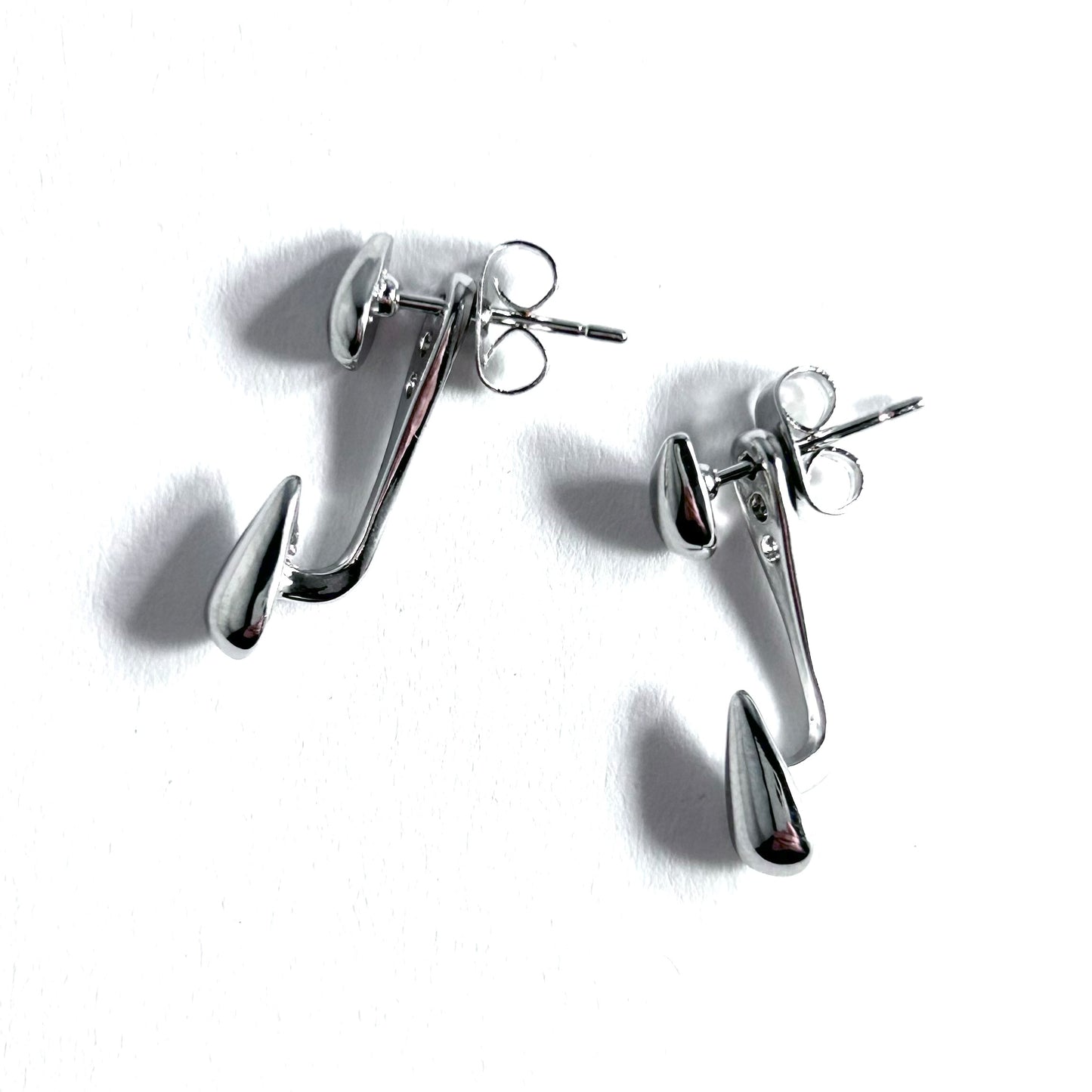 Droplet Earrings with Ear Jacket in Silver