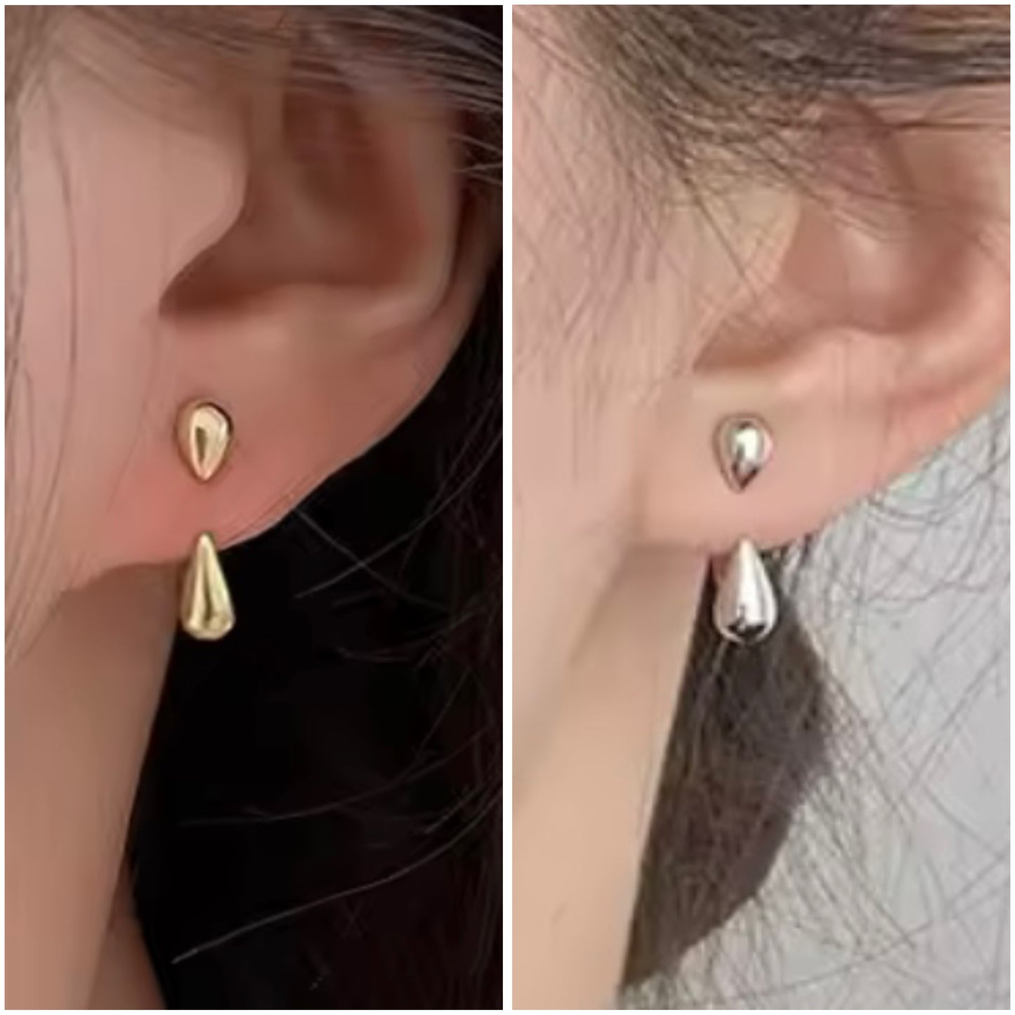 Droplet Earrings with Ear Jacket in Silver
