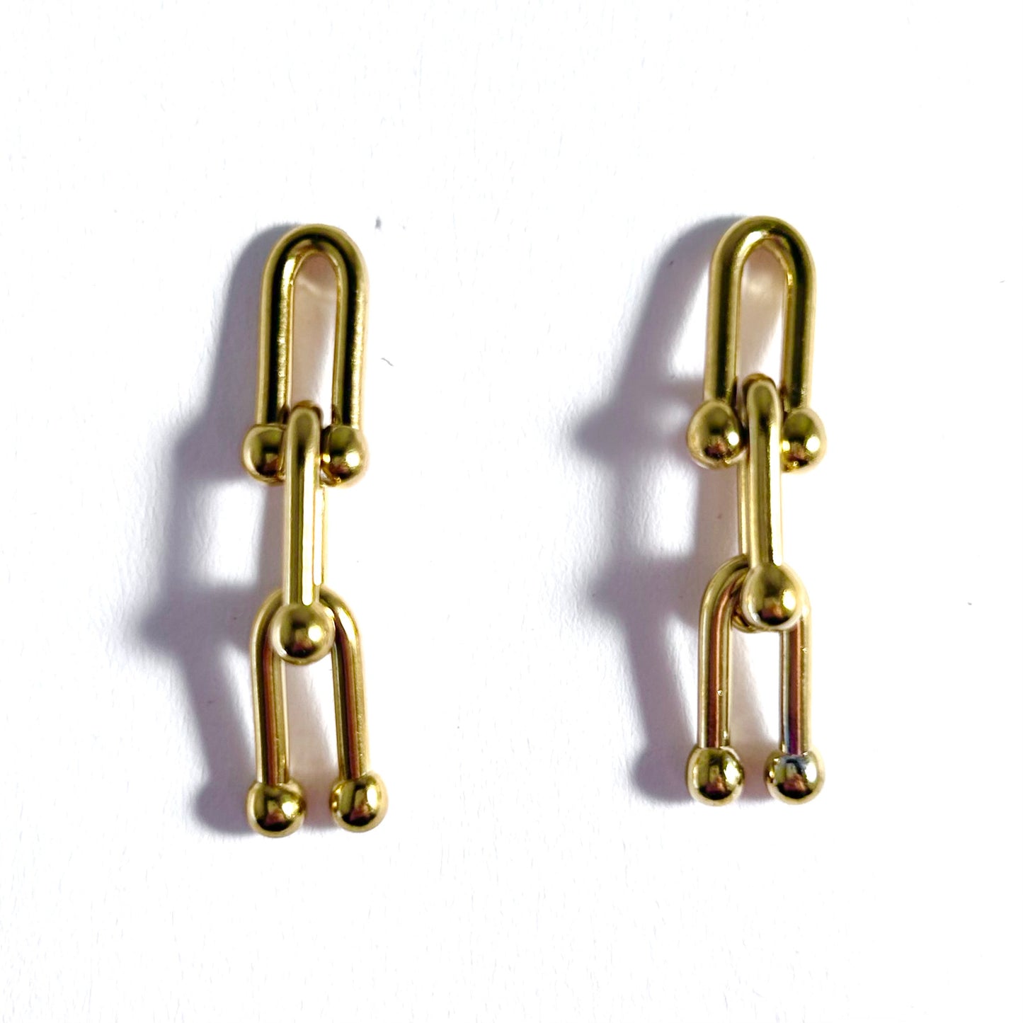 Three U-Link Chain Earrings in Gold