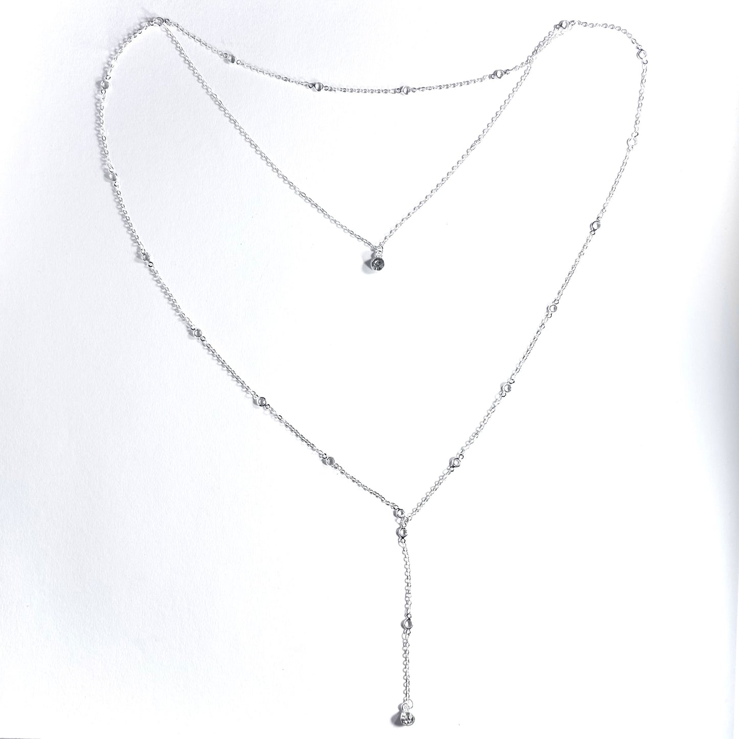 Silver Rhinestone Backdrop Bridal Necklace