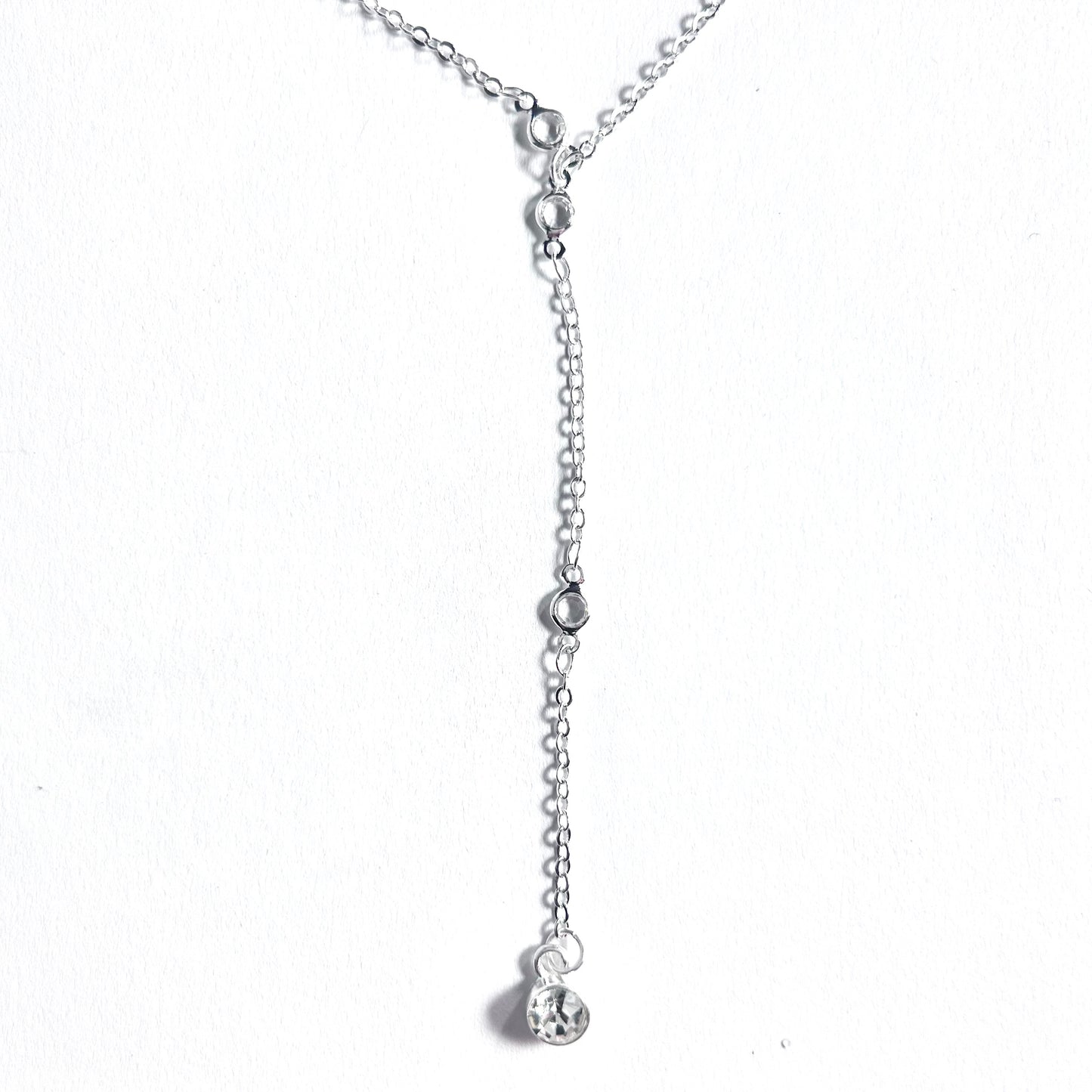 Silver Rhinestone Backdrop Bridal Necklace