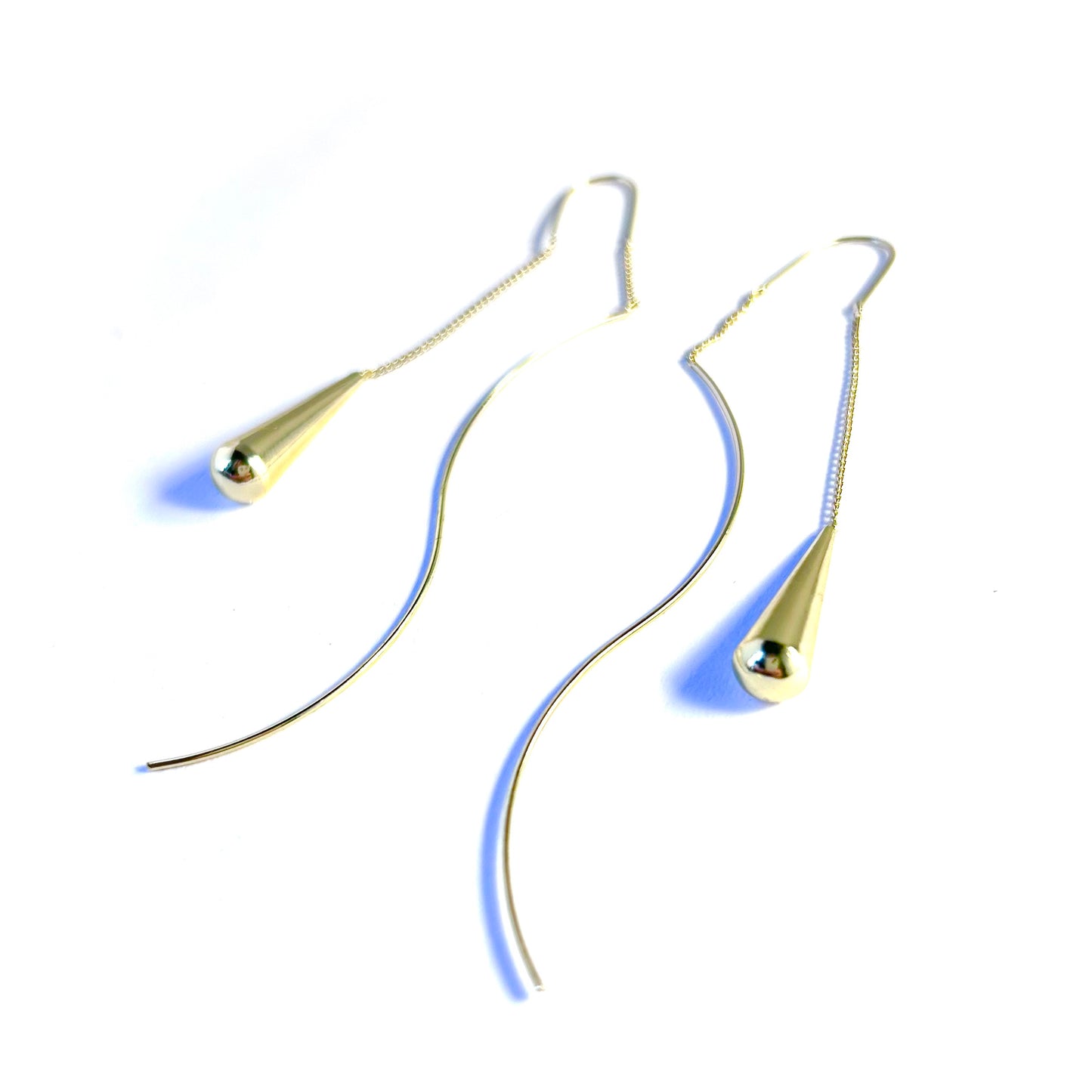 Teardrop Threader Earrings in Gold