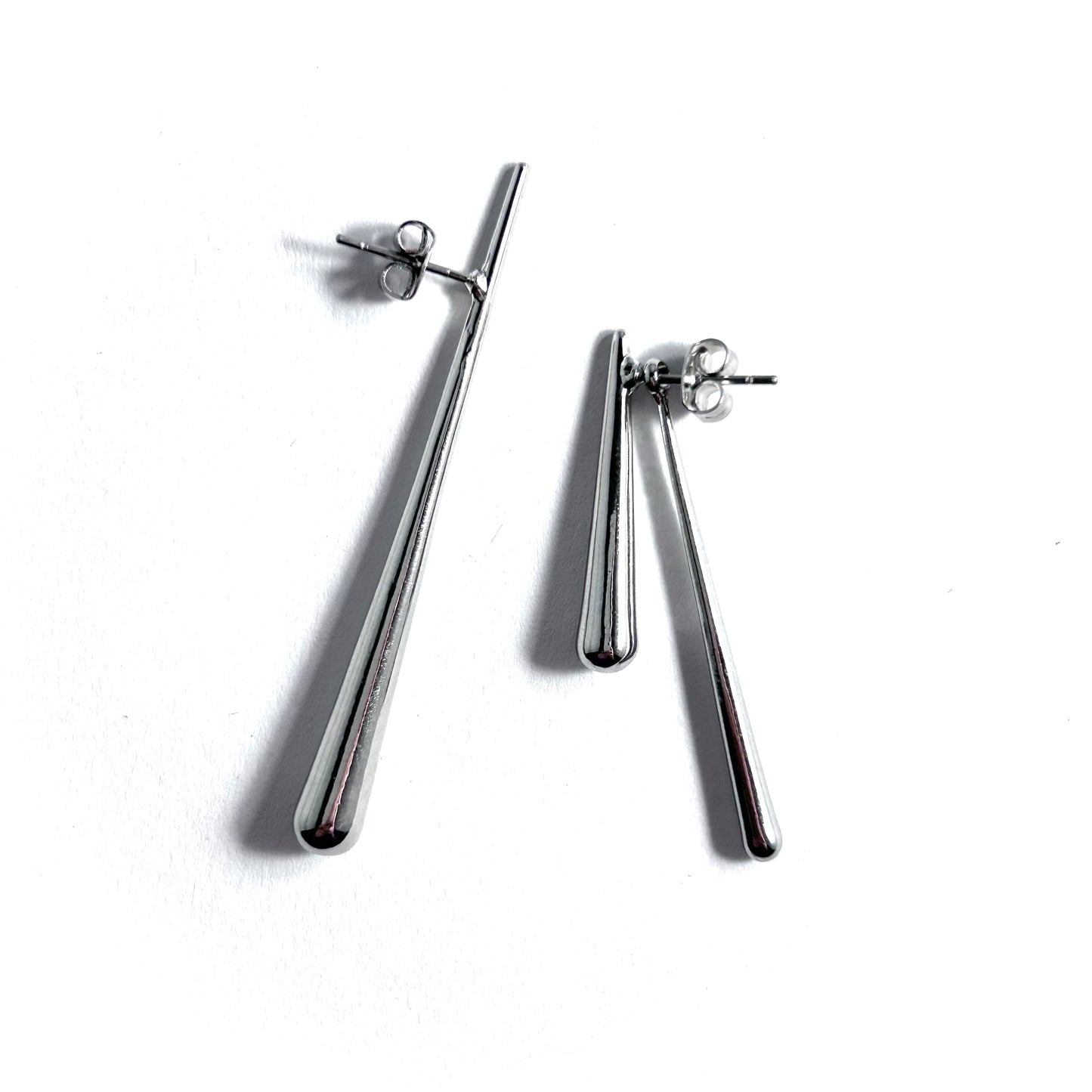 Asymmetrical Teardrop Earrings in Silver
