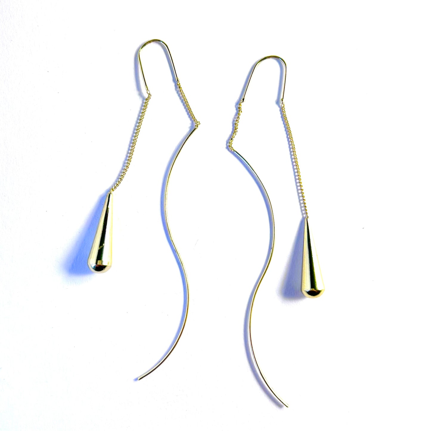 Teardrop Threader Earrings in Gold