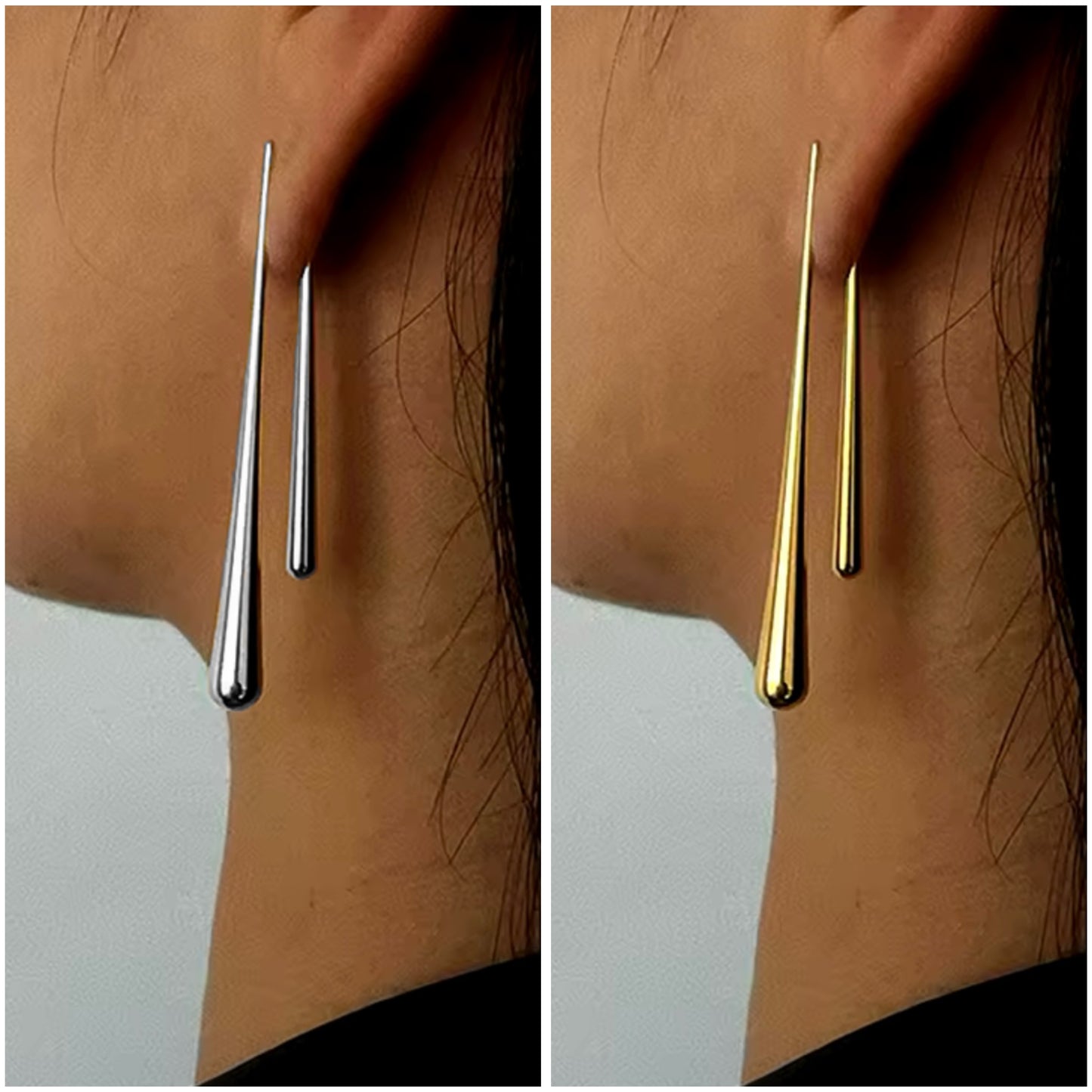 Asymmetrical Teardrop Earrings in Silver