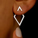 Triangle Ear Jacket Earrings in Silver