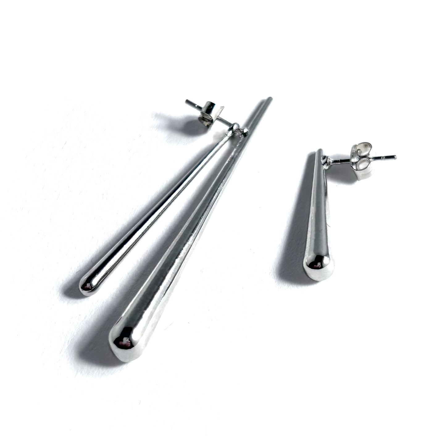 Asymmetrical Teardrop Earrings in Silver