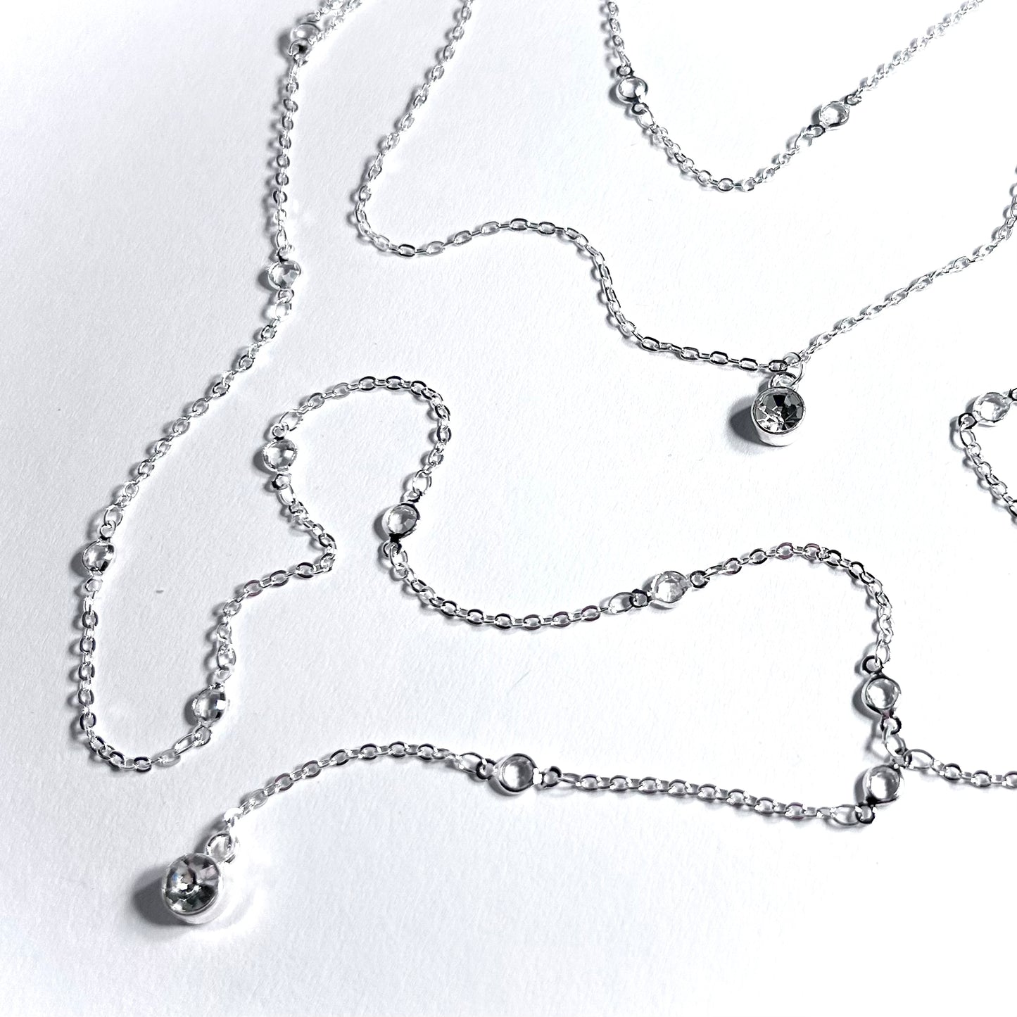 Silver Rhinestone Backdrop Bridal Necklace
